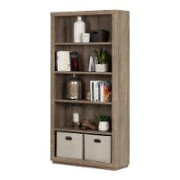 10482 Weathered Oak 5 Shelf Bookcase - Kanji -4