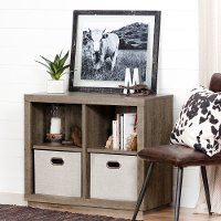 10484 Weathered Oak 4 Cube Bookcase - Kanji