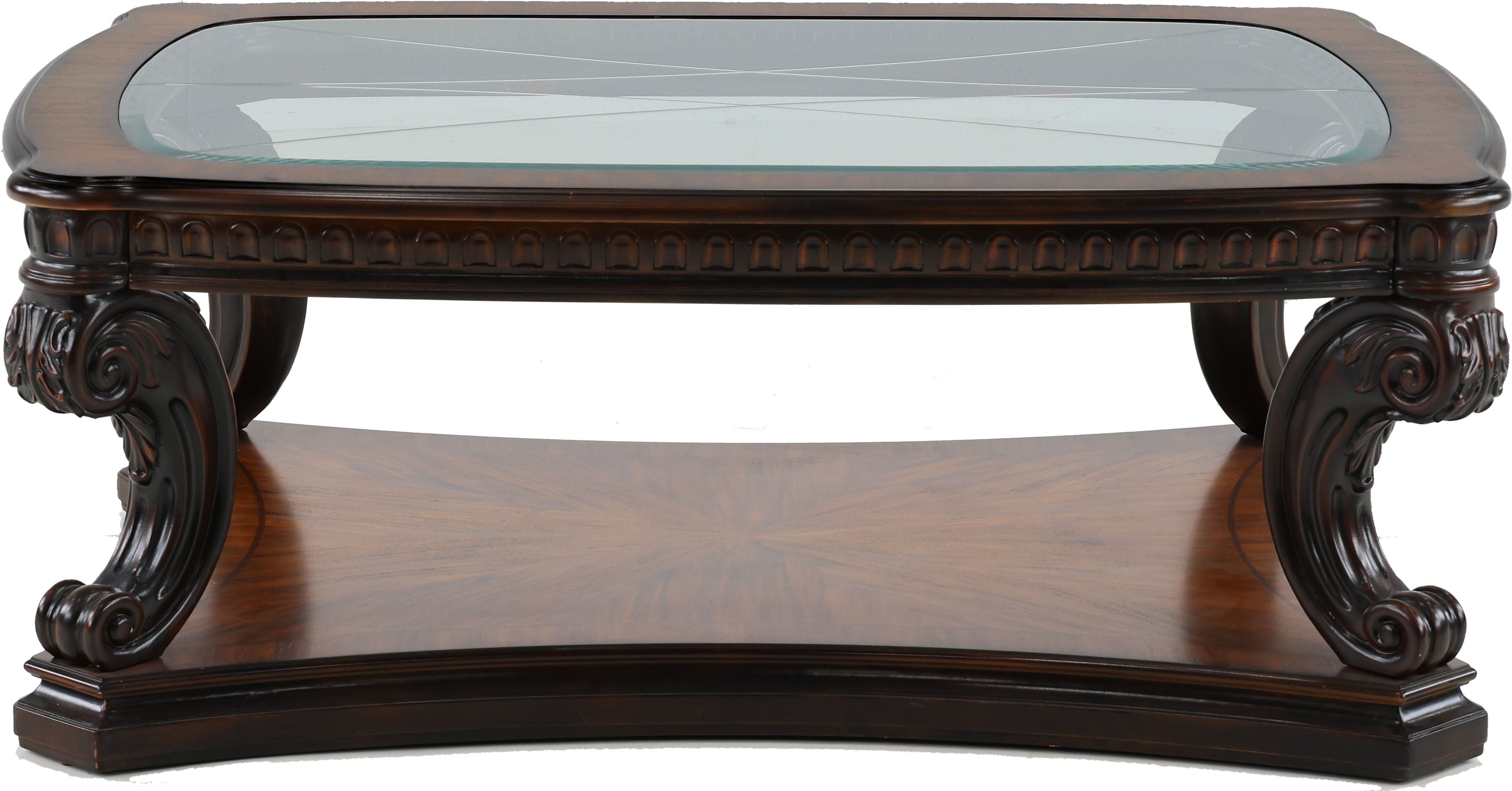 Contemporary Brown and Glass Top Coffee Table - Grand Estates-1