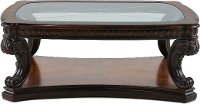 Contemporary Brown and Glass Top Coffee Table - Grand Estates