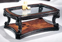 Contemporary Brown and Glass Top Coffee Table - Grand Estates-2