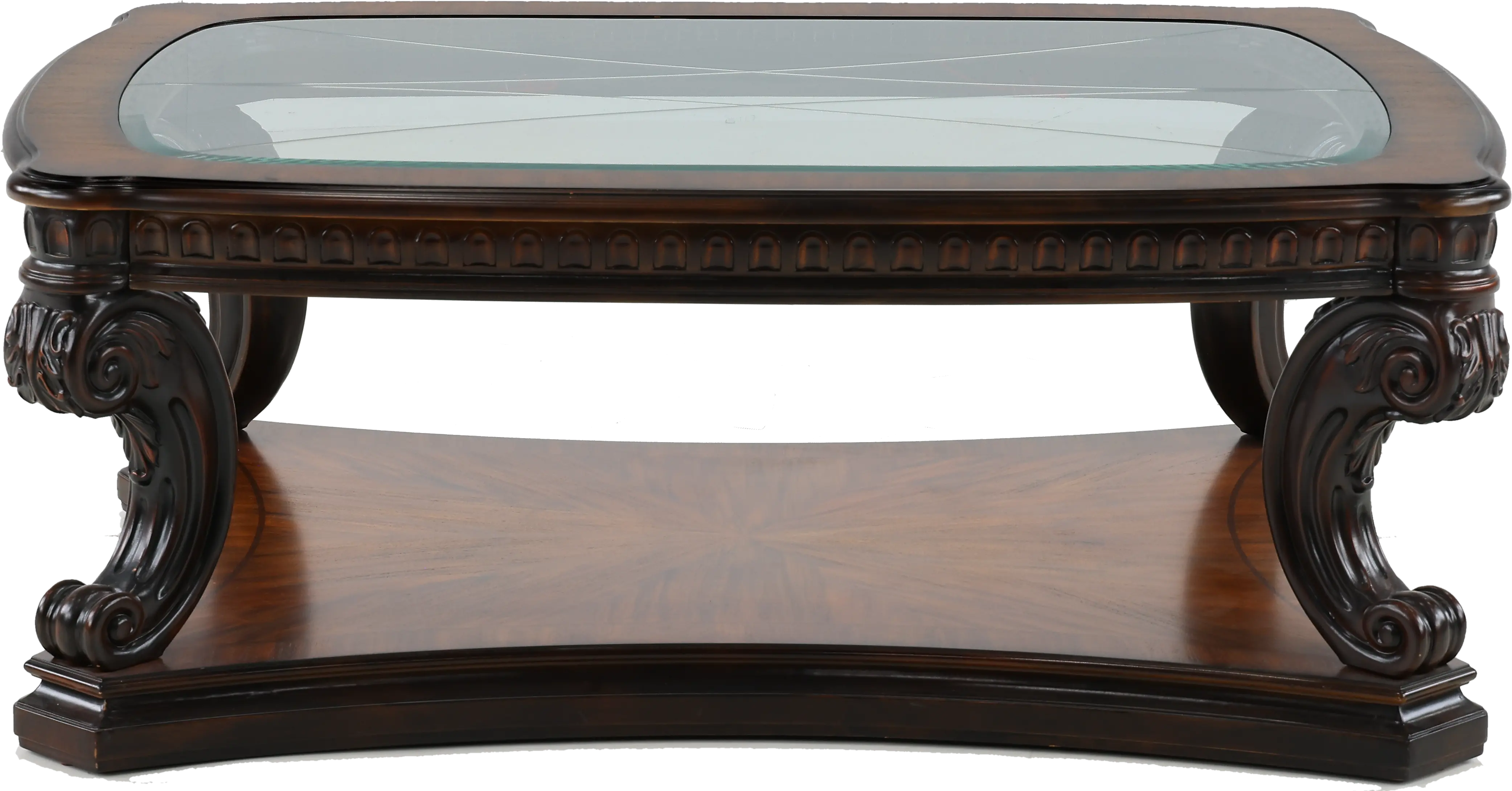 Grand Estates Brown and Glass Top Coffee Table-1