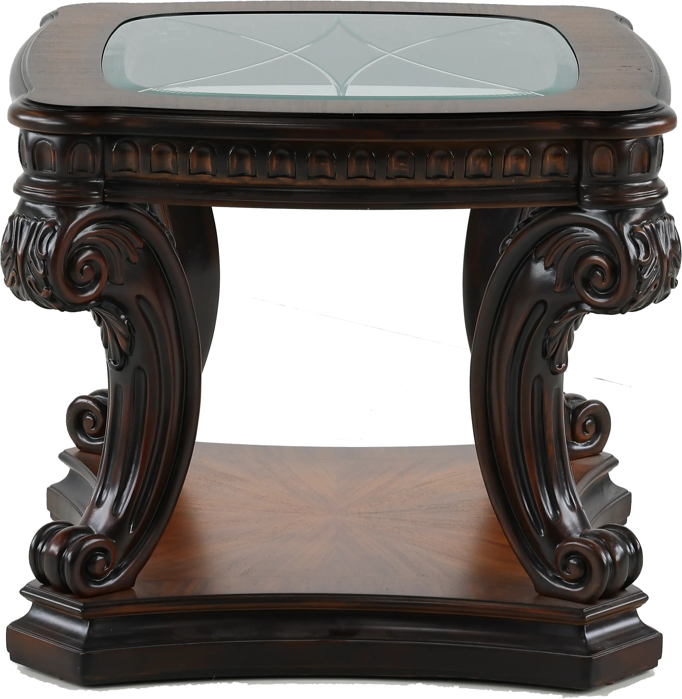 Grand Estates Brown Glass Top End Table-1