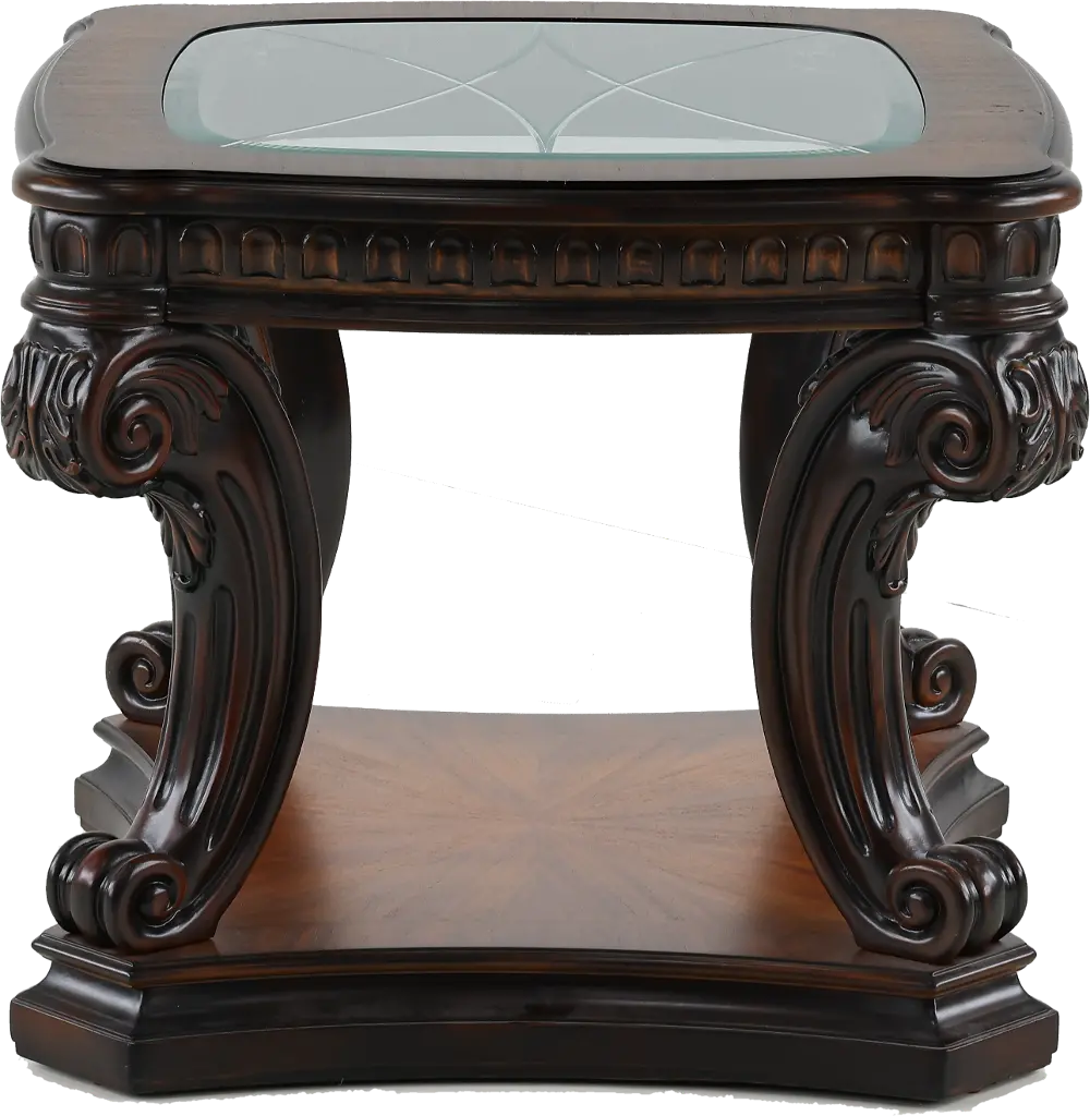 Grand Estates Brown Glass Top End Table-1