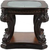 Grand Estates Brown Glass Top End Table