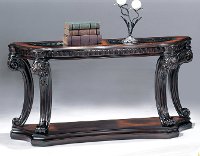Traditional Brown and Glass Top Sofa Table - Grand Estates-2
