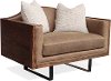 Segovia Oak and Brown Leather Settee With Throw Pillows - Nadine-2