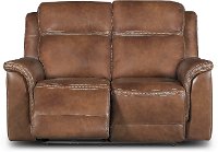 Pacific Oak Leather-Match Power Reclining Loveseat