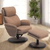 Taupe Swivel Recliner with Ottoman - Comfort Chair