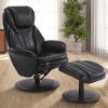 Black Leather Swivel Recliner with Ottoman - Comfort Chair