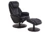 Black Leather Swivel Recliner with Ottoman - Comfort Chair-2