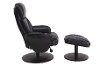 Black Leather Swivel Recliner with Ottoman - Comfort Chair-3
