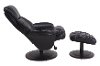 Black Leather Swivel Recliner with Ottoman - Comfort Chair-4