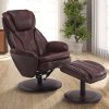 Whiskey Brown Leather Swivel Recliner with Ottoman - Comfort Chair-1