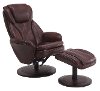 Whiskey Brown Leather Swivel Recliner with Ottoman - Comfort Chair-2