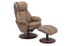 Sand Tan Leather Swivel Recliner with Ottoman - Comfort Chair-2