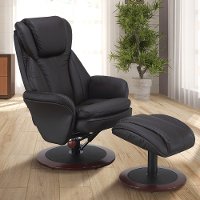 Java Brown Leather Swivel Recliner with Ottoman - Comfort Chair