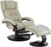 Beige Leather Recliner with Ottoman - Oslo