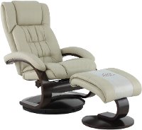 Beige Leather Recliner with Ottoman - Oslo