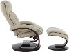 Beige Leather Recliner with Ottoman - Oslo-2