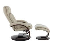 Beige Leather Recliner with Ottoman - Oslo-2