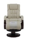 Beige Leather Recliner with Ottoman - Oslo-3