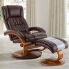 Whiskey Brown Leather Recliner with Ottoman - Oslo