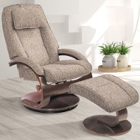 Graphite Gray Linen Swivel Recliner with Ottoman - Oslo