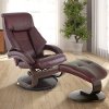 Merlot Burgundy Top Grain Leather Swivel Recliner with Ottoman - Oslo