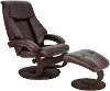 Merlot Burgundy Top Grain Leather Swivel Recliner with Ottoman - Oslo-2