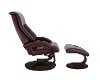Merlot Burgundy Top Grain Leather Swivel Recliner with Ottoman - Oslo-3