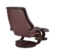 Merlot Burgundy Top Grain Leather Swivel Recliner with Ottoman - Oslo-4