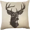 Linen Whitetail Deer Printed Throw Pillow