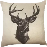Linen Whitetail Deer Printed Throw Pillow