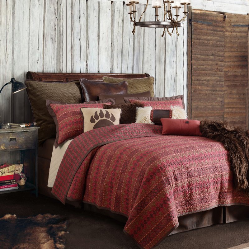 Soft Red And Chocolate Tones Rushmore King Bedding Collection