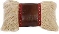 Mongolian Fur Pillow with Faux Leather and Studs