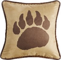 Faux Suede Bear Claw Throw Pillow Reverses to Faux Leather