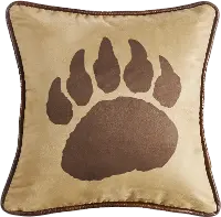Faux Suede Bear Claw Throw Pillow Reverses to Faux Leather
