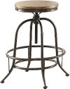 Wood and Metal Adjustable Backless Bar Stool - Angstrom