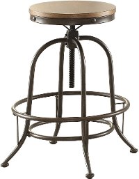 Wood and Metal Adjustable Backless Bar Stool - Angstrom