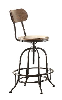Wood and Metal Adjustable Bar Stool - Angstrom