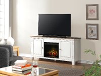 68 Inch White TV Stand with Fireplace