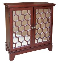 Red Honeycomb 2-Door Mirrored Cabinet