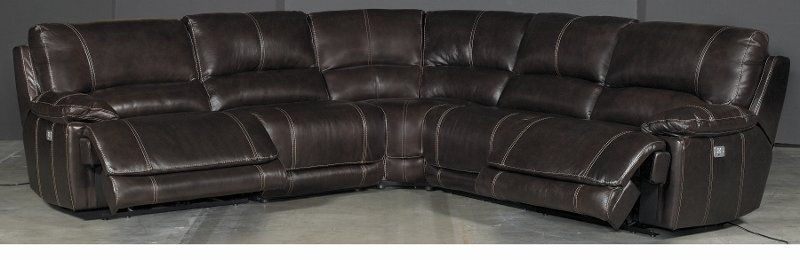 Brown 5 Piece Manual Reclining Sectional Sofa Brant