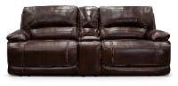 Burgundy 3 Piece Leather-Match Manual Reclining Console Loveseat - Brant