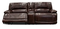 Burgundy 3 Piece Leather-Match Power Reclining Console Loveseat - Brant-2