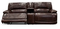 Burgundy 3 Piece Leather-Match Power Reclining Console Loveseat - Brant-3