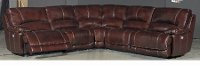 Burgundy 5 Piece Leather-Match Manual Reclining Sectional - Brant