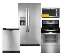 KIT Whirlpool Stainless Steel 4 Piece Kitchen Appliance Package with Electric Range