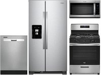KIT Whirlpool Stainless Steel 4 Piece Kitchen Appliance Package with Gas Range